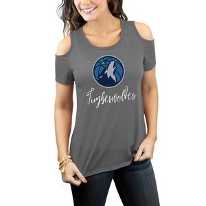 Gameday Couture Minnesota Timberwolves Women's Gray Cold Shoulder T-Shirt NWT
